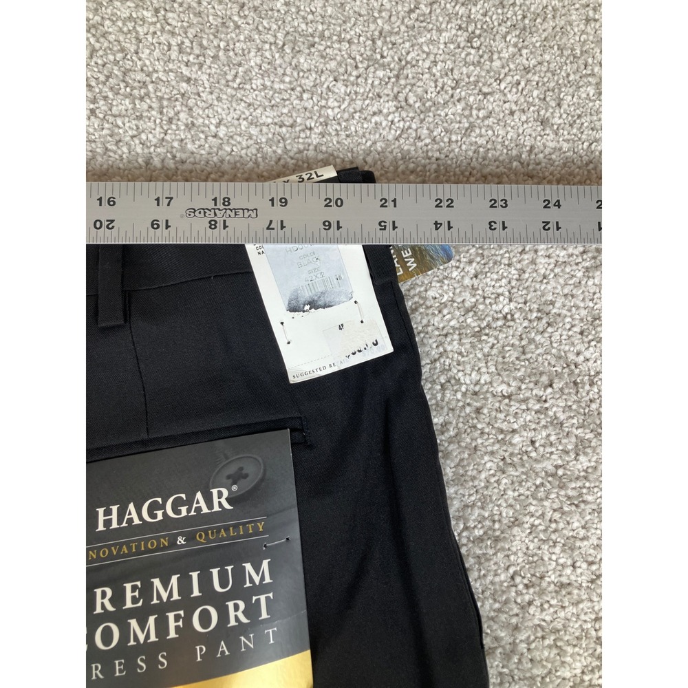 Haggar Mens Black Hidden Comfort Waistband Classic Fit Dress Pants New 42w 32 L - Picture 4 of 6